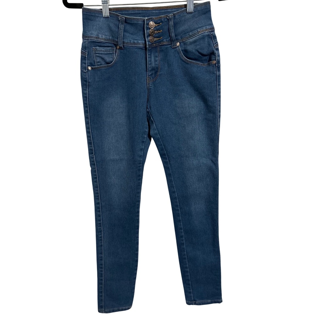 Bamboo Jeans Skinny Stretch‎ Blue Jeans 3 Button/Zip Juniors Size 5